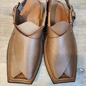 J Junaid Jamshed Kaptan chappal Double Sole Peshawari Leather Sandals 11M